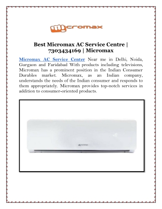 Best Micromax AC Service Centre