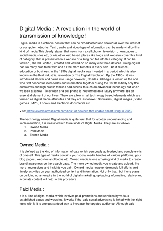 Digital Media _ A revolution in the world of transmission of knowledge !