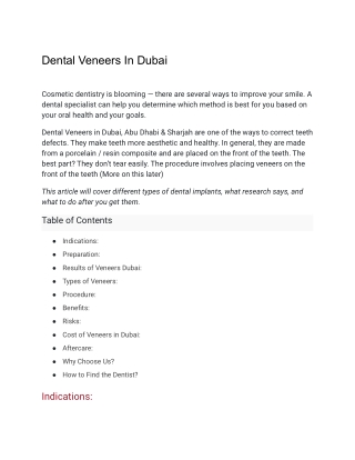 Dental Veneers In Dubai