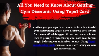 All You Need to Know About Getting Gym Discounts Using Tapo1 Card