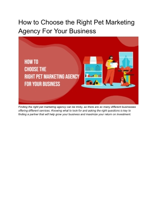 How to Choose the Right Pet Marketing Agency For Your Business