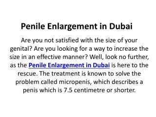 Penile Enlargement in Dubai