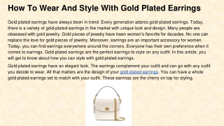 How To Wear And Style With Gold Plated Earrings