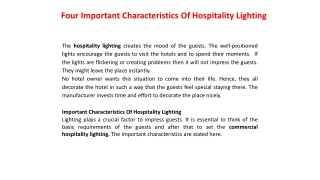 Four Important Characteristics Of Hospitality Lighting