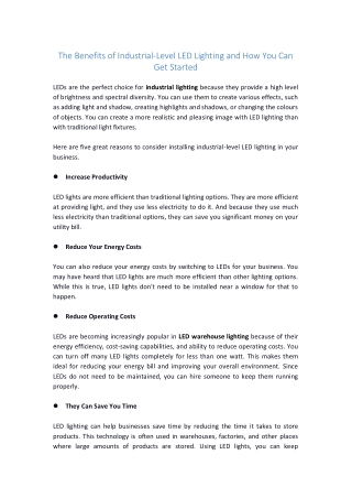 The Benefits of Industrial-Level LED Lighting and How You Can Get Started