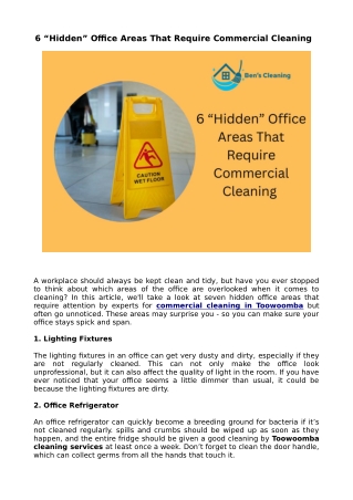 6 “Hidden” Office Areas That Require Commercial Cleaning