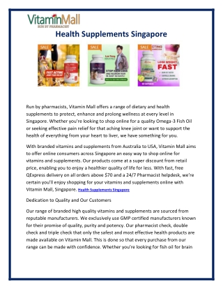 Health Supplements Singapore