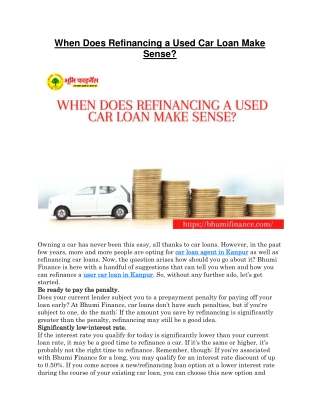 When Does Refinancing a Used Car Loan Make Sense