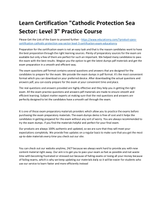Certification "Cathodic Protection Sea Sector: Level 3"