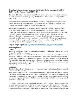 Blockchain In Automotive and Aerospace And Aviation Market Growing At A CAGR Of