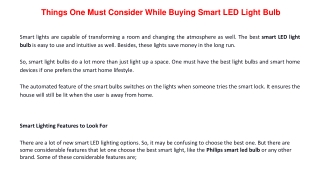 Things One Must Consider While Buying Smart LED Light Bulb