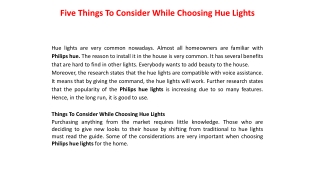 Five Things To Consider While Choosing Hue Lights