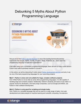 Debunking 5 Myths About Python Programming Language