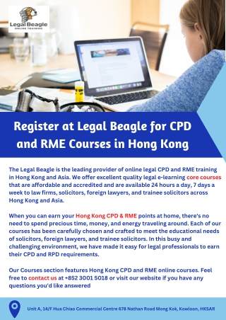 Register at Legal Beagle for CPD and RME Courses in Hong Kong