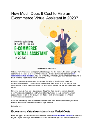 How Much Does It Cost to Hire an E-commerce Virtual Assistant in 2023?