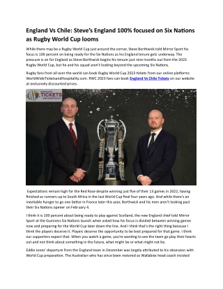England Vs Chile Steve’s England 100% focused on Six Nations as Rugby World Cup looms