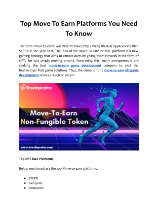Top Move To Earn Platforms You Need To Know