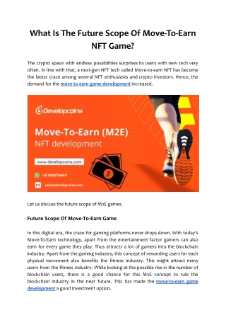 What Is The Future Scope Of Move-To-Earn NFT Game