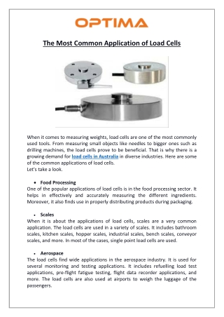 The Most Common Application of Load Cells