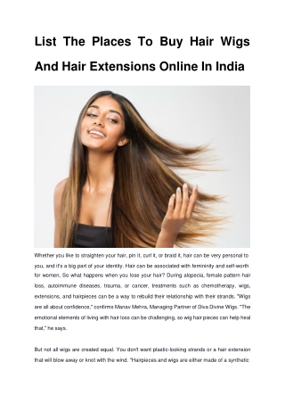 List The Places To Buy Hair Wigs And Hair Extensions Online In India