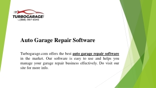 Auto Garage Repair Software  Turbogarage.com