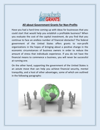 All about Government Grants for Non-Profits