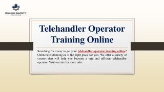 Telehandler Operator Training Online | Onlinesafetytraining.ca