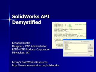 SolidWorks API Demystified