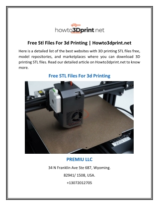 Free Stl Files For 3d Printing | Howto3dprint.net