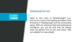 Peterborough Limo Hire  Lux-limo.co.uk