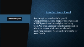 Reseller Smm Panel | Cheapsmmpanel.co