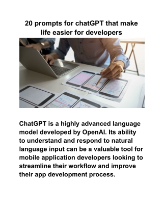 20 prompts for chatGPT that make life easier for developers