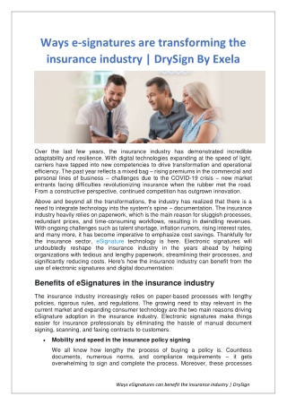 Ways eSignatures can benefit the insurance industry | DrySign