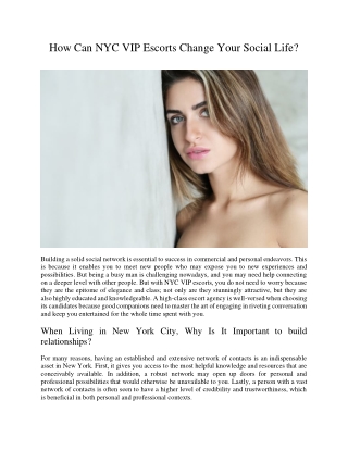 How Can NYC VIP Escorts Change Your Social Life