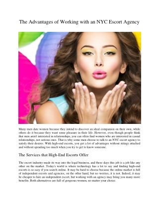 The Advantages of Working with an NYC Escort Agency