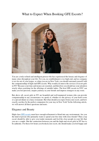 What to Expect When Booking GFE Escorts