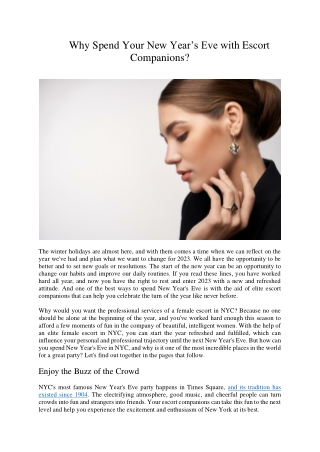 Why Spend Your New Year’s Eve with Escort Companions