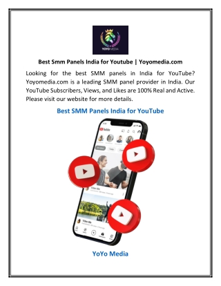 Best Smm Panels India for Youtube | Yoyomedia.com