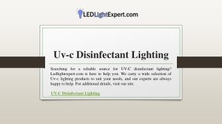 Uv-c Disinfectant Lighting | Ledlightexpert.com