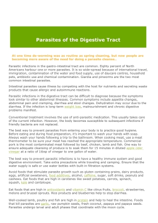 Parasites of the Digestive Tract