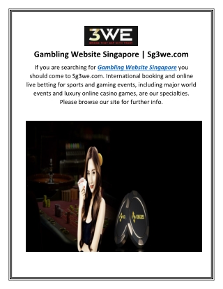 Gambling Website Singapore  Sg3we.com