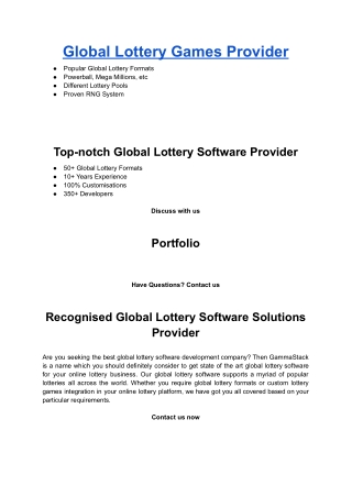 Global Lottery Games Provider