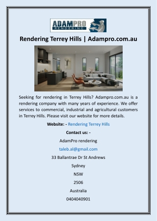 Rendering Terrey Hills  Adampro.com