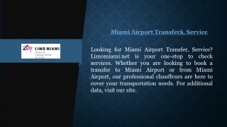 Miami Airport Transferã‚ Service | Limomiami.net