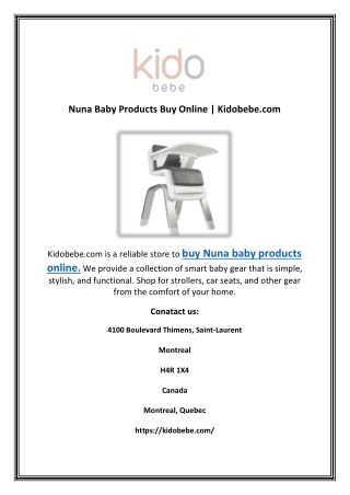 Nuna Baby Products Buy Online | Kidobebe.com