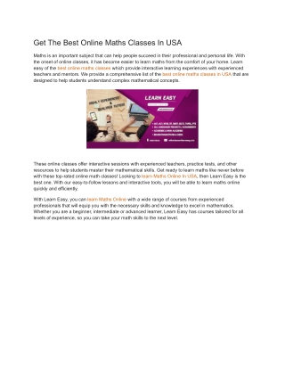 Get The Best Online Maths Classes In USA