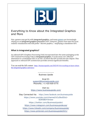 Everything to Know about the Integrated Graphics and More