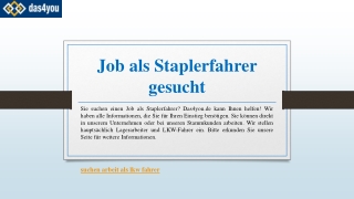 Job als Staplerfahrer gesucht | Das4you.de