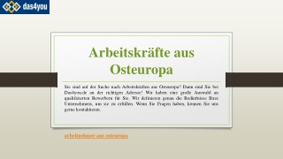 Arbeitskräfte aus Osteuropa | Das4you.de