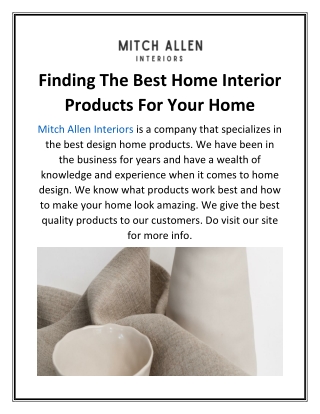 Finding The Best Home Interior Products For Your Home